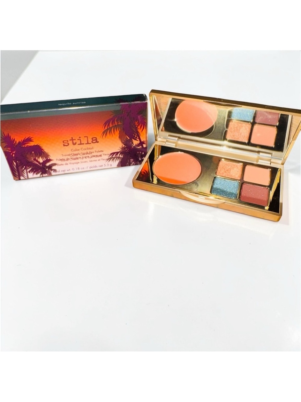 Stila Peach & Shimmer Eyeshadow Palette with Coral Blush